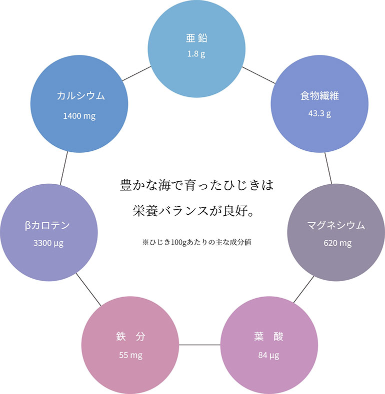 豊かな海で育ったひじきは栄養バランスが良好。